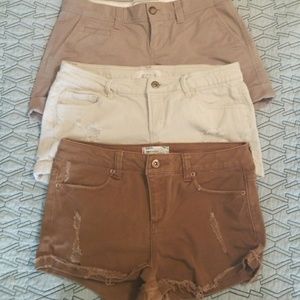 Lot of 3 pairs tan khaki shorts cuffed destroyed